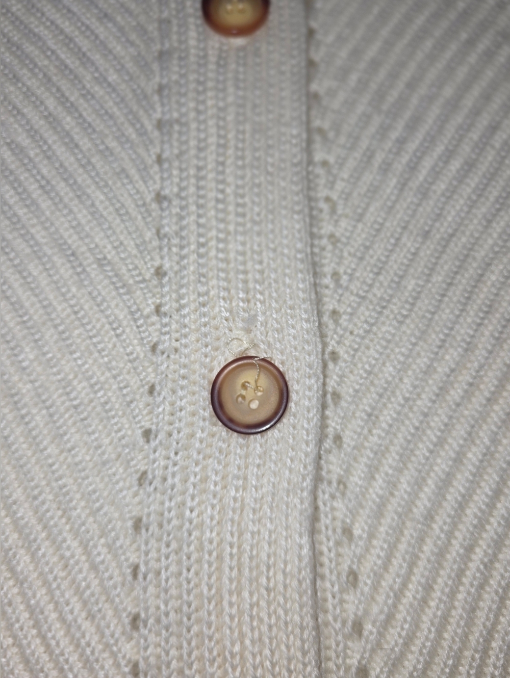 Vintage Cream Wool Blend  Knit Button-Front Women's Sweater Vest Sz Large - Picture 3 of 7